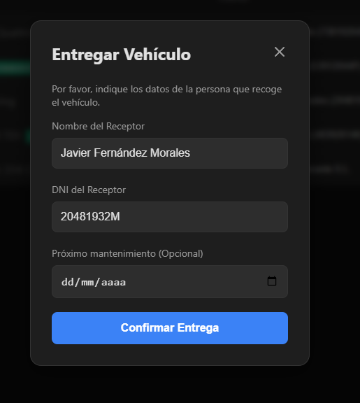 Modal de Entrega de Vehículos